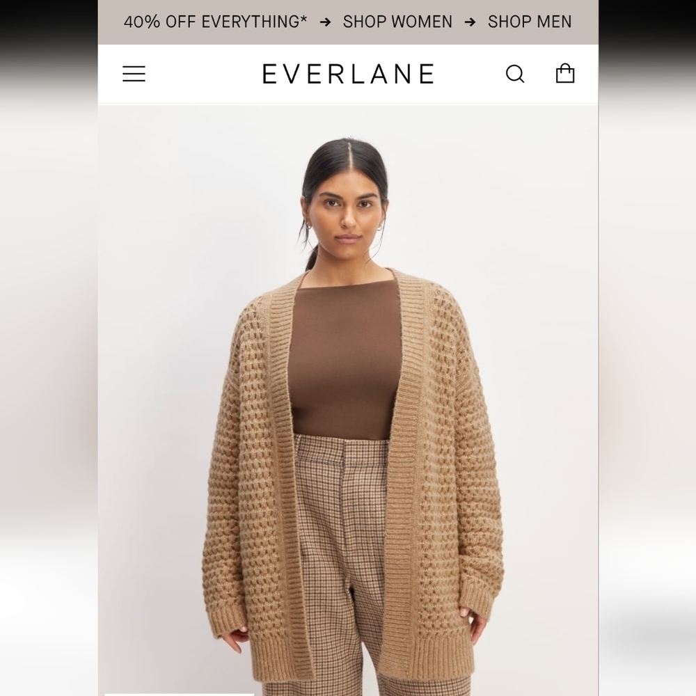 Everlane The Cloud Oversized Textured Cardigan. Merino Wool And Alpaca Blend